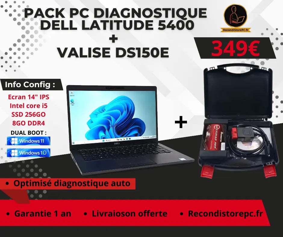 Pack Diagnostic Auto – Dell Latitude 5400 + DS150E (VCI Incluse) RecondistorePC